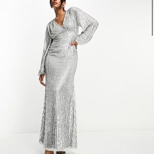 Silver Sequin Maxi Dress